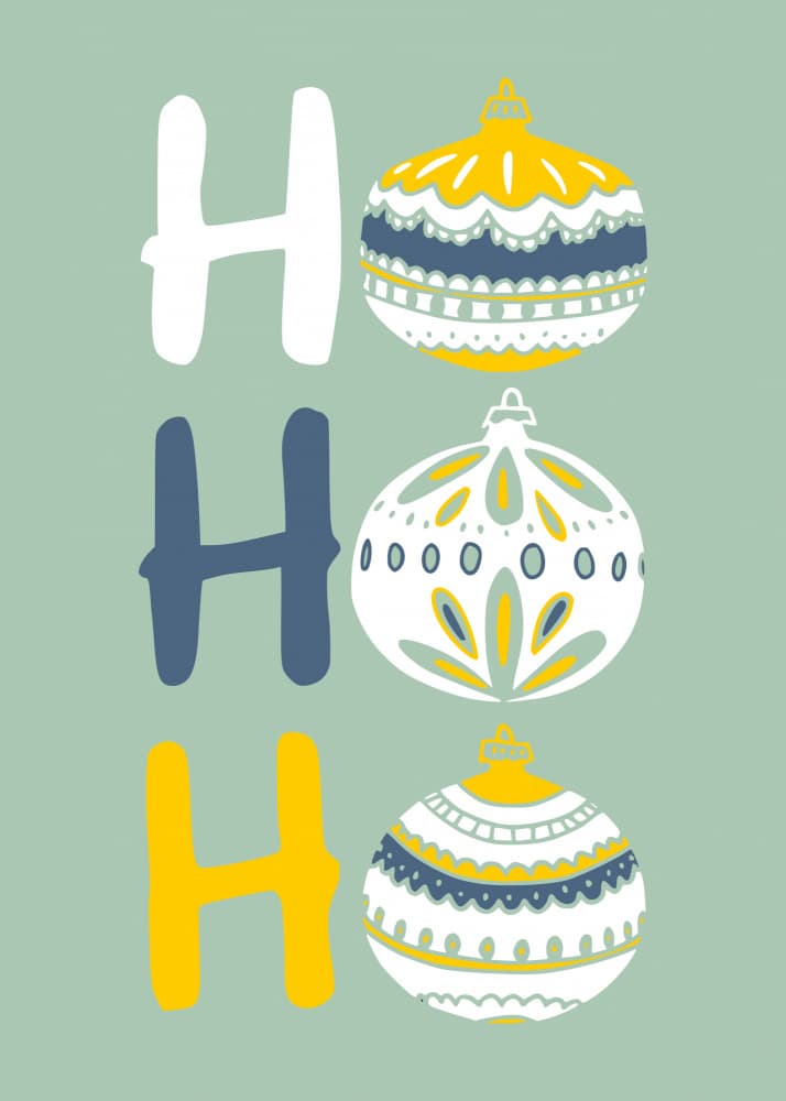 Ho Ho Ho Christmas Ornaments by Annick — canvas wall art