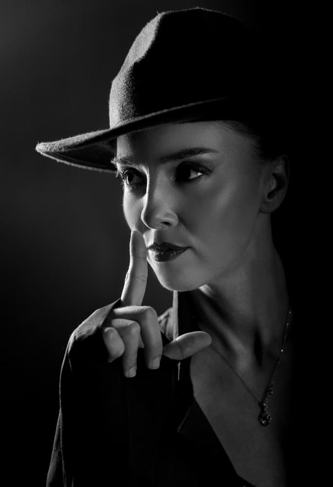 Elegant Noir Portrait by Sharon Levy — canvas wall art