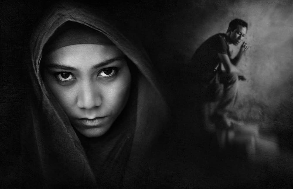 Intense Woman Pensive Man by Sebastian Kisworo — canvas wall art