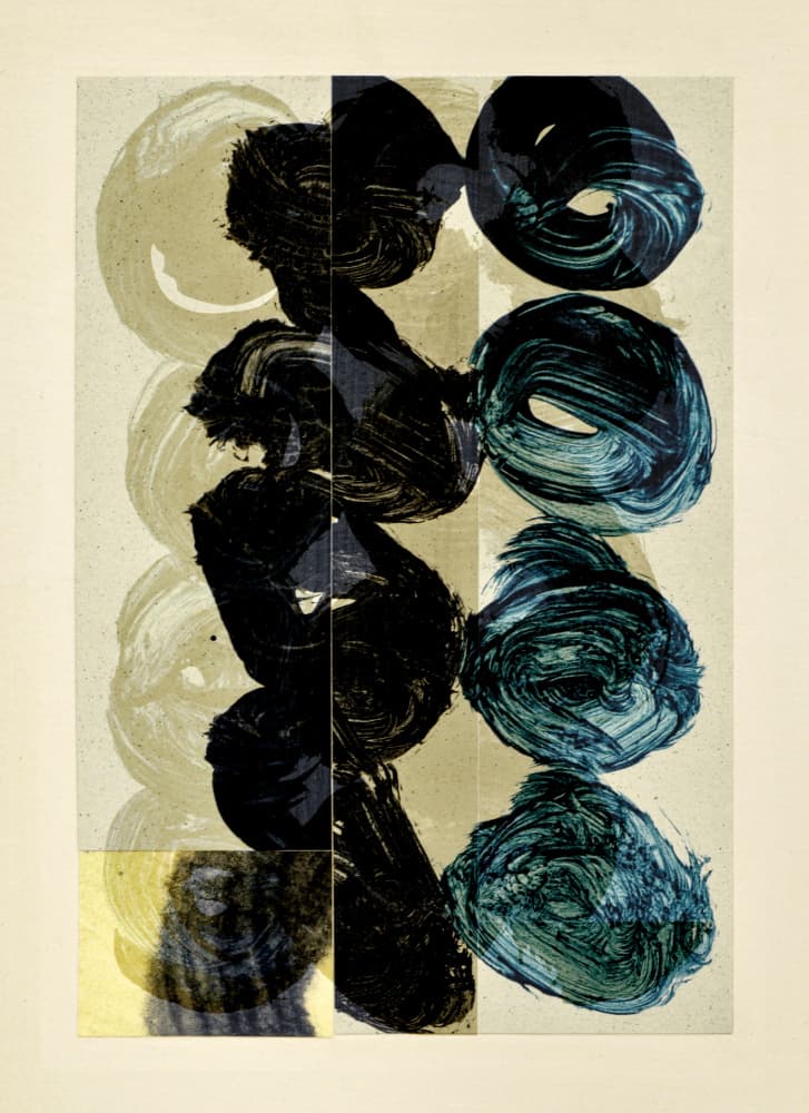 Indigo Gold Abstract Swirls by Diana Jahns — canvas wall art