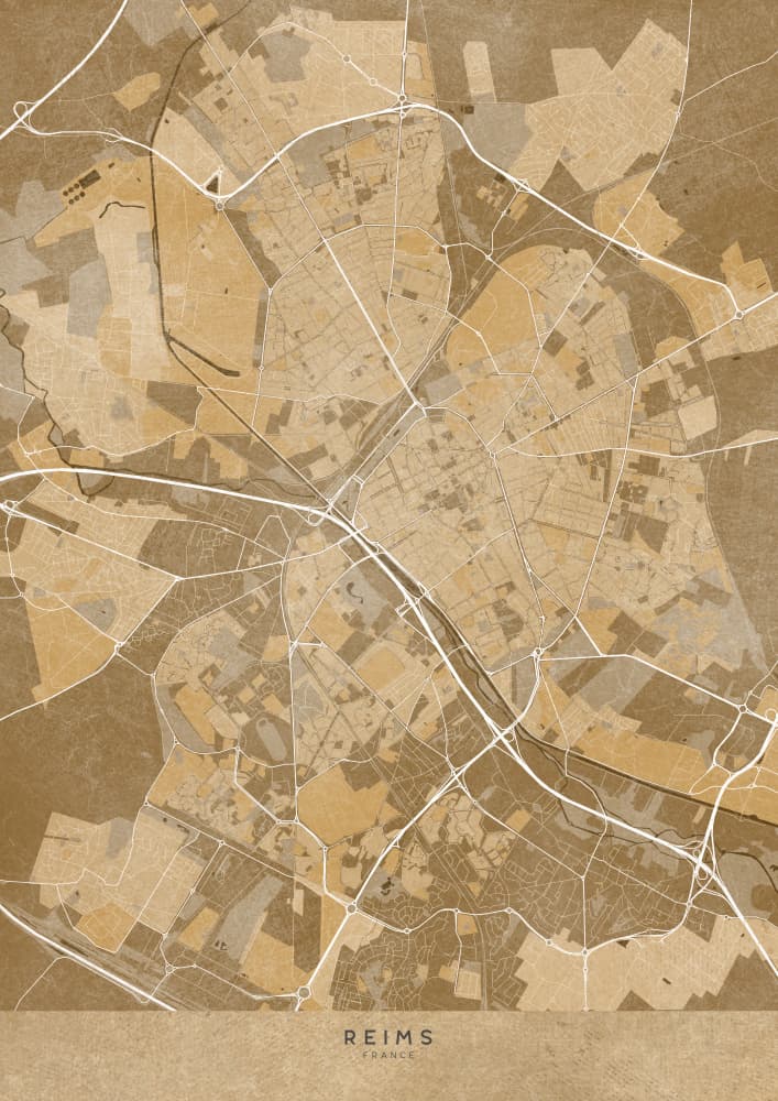 Reims Vintage Map by Rosana Laiz Blursbyai — canvas wall art