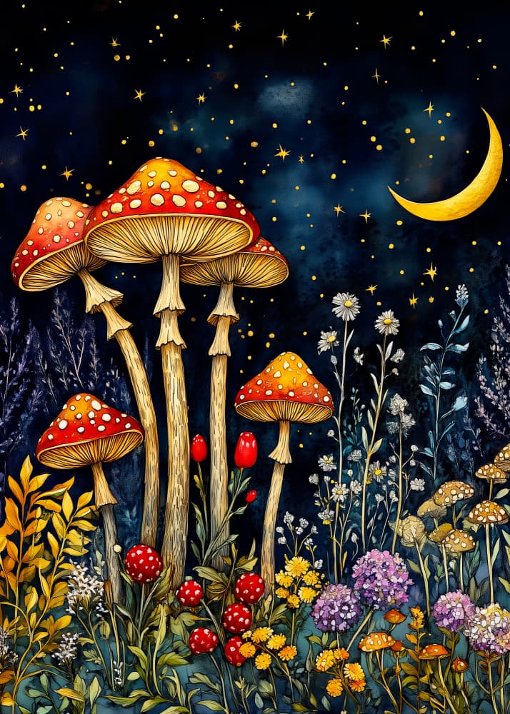 Mushrooms (1) by Justyna Jaszke — canvas wall art