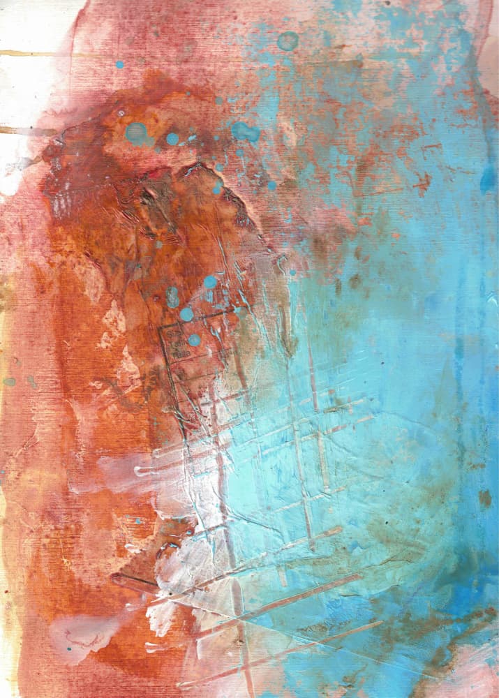Distressed Teal Rust Abstract by Deb Chaney — canvas wall art