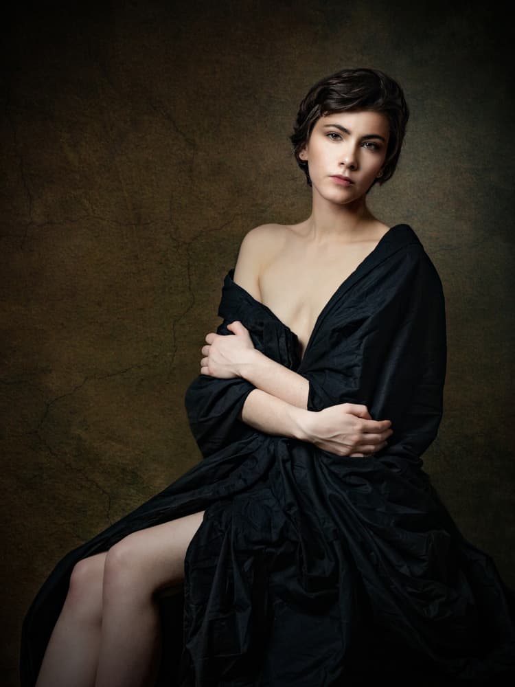 Elegant Dark Portrait by Luc Stalmans — canvas wall art