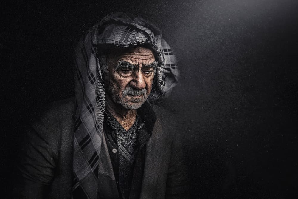 Pensive Old Man by Husain ALSaeed — canvas wall art