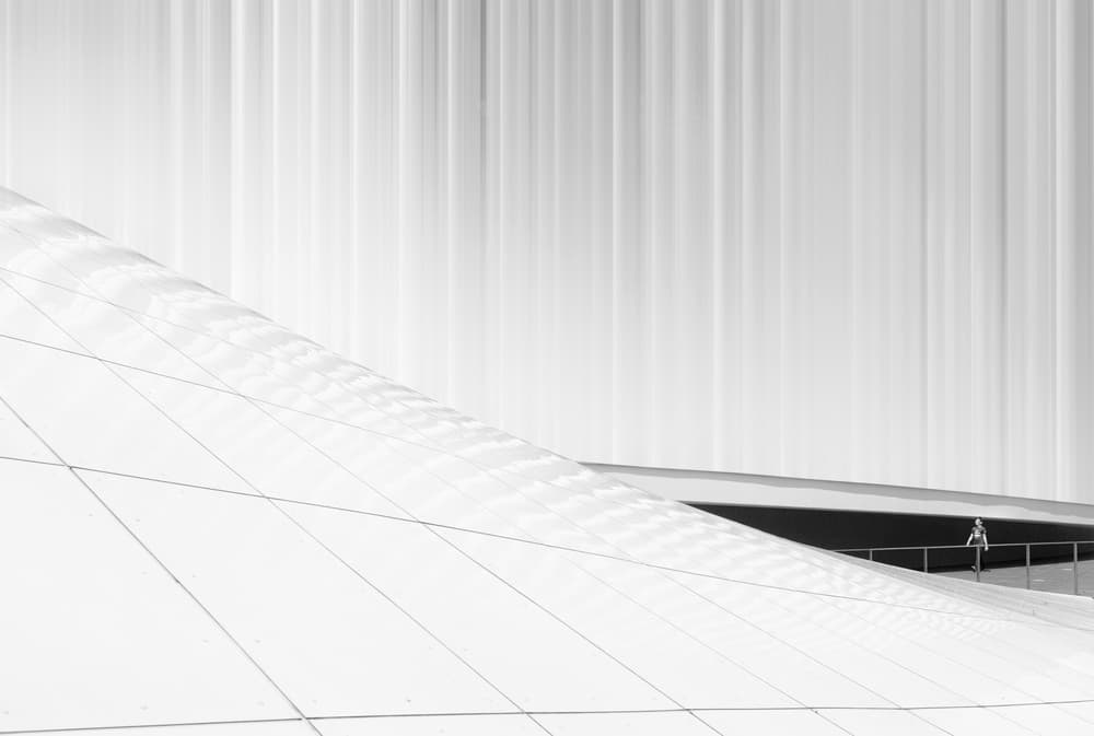 Woman on Modern Building by Jeroen van de Wiel — canvas wall art