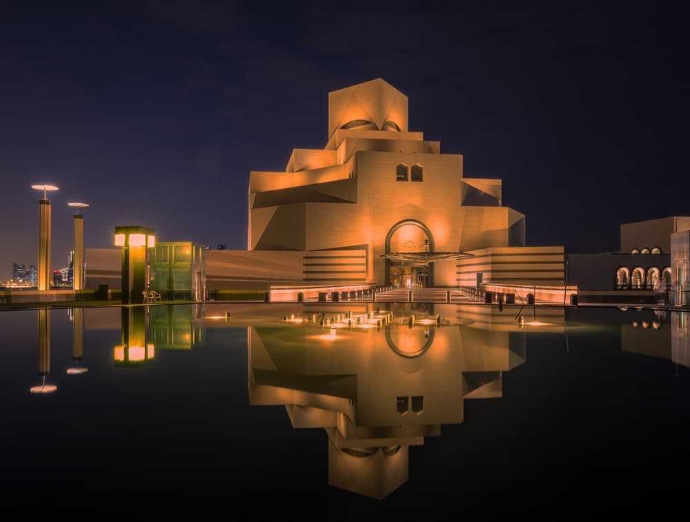 Illuminated Museum Reflection by DonnaHom APA — canvas wall art