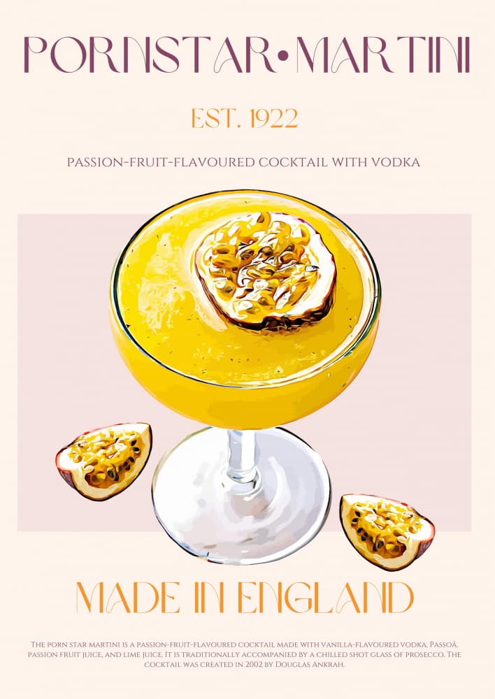 Pornstar Martini Cocktail by Nazma Khokhar — canvas wall art