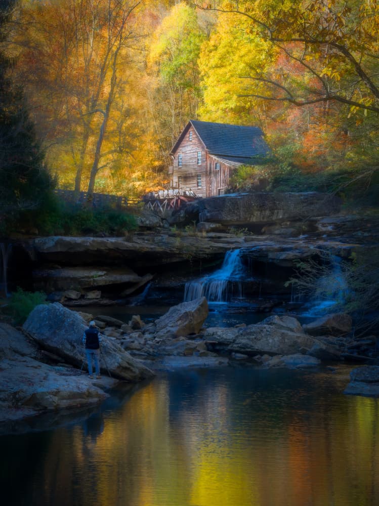 Autumn Mill Waterfall by Yanny Liu — canvas wall art
