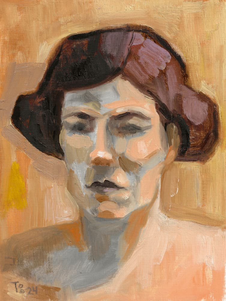 Contemplative Woman Portrait by Tore Bahnson — canvas wall art