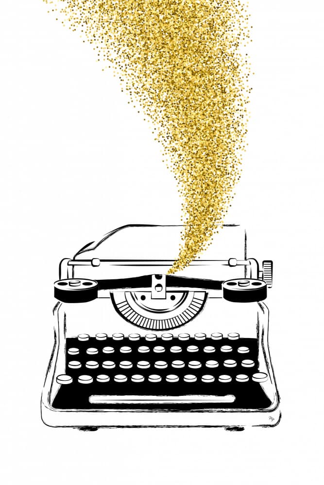 Golden Typewriter Inspiration by Martina — canvas wall art