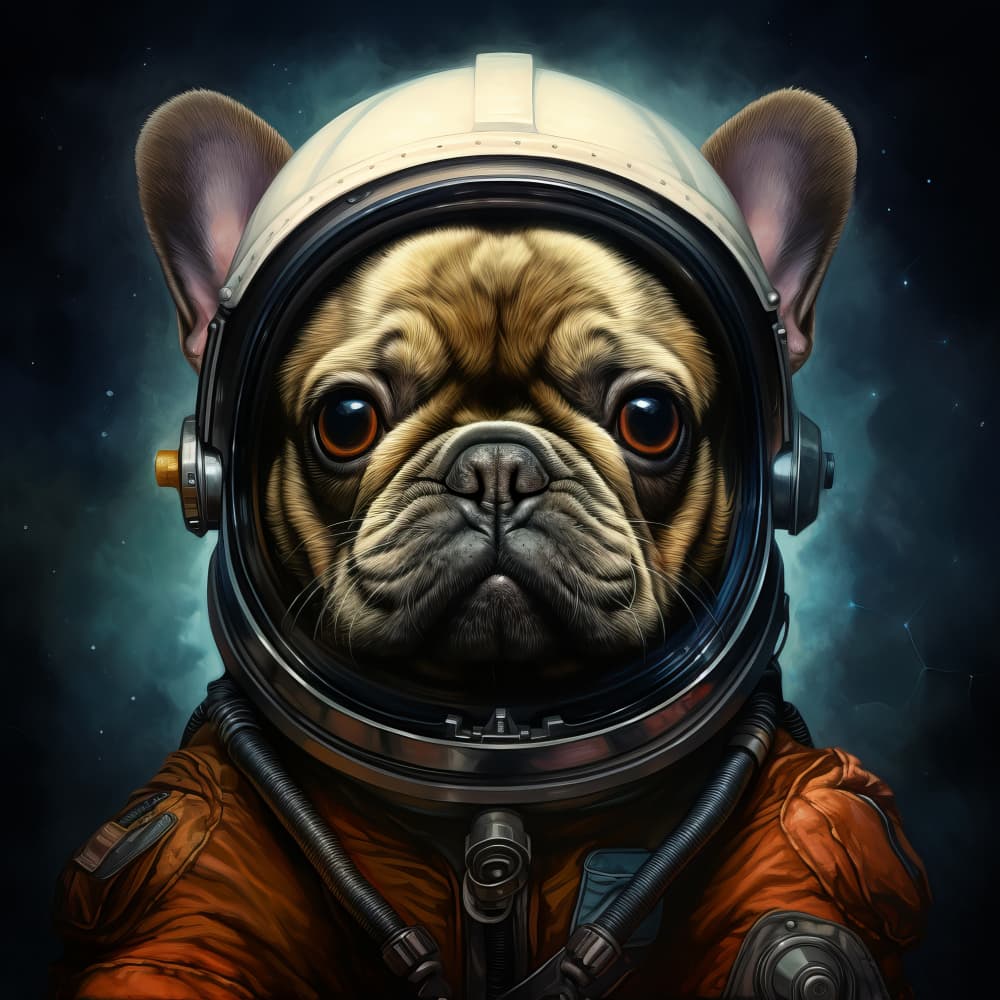 French Bulldog Astronaut by Bilge Paksoylu — canvas wall art