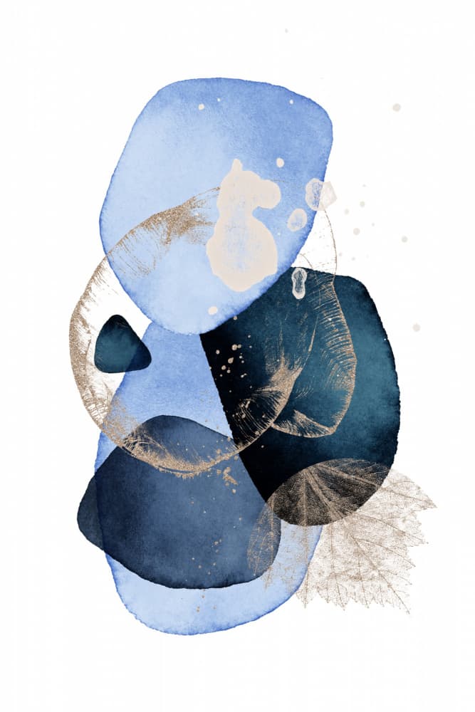Gilded Blue Forms by Sally Ann Moss — canvas wall art