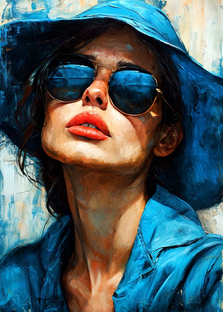 Mysterious Blue Hat by Justyna Jaszke — canvas wall art