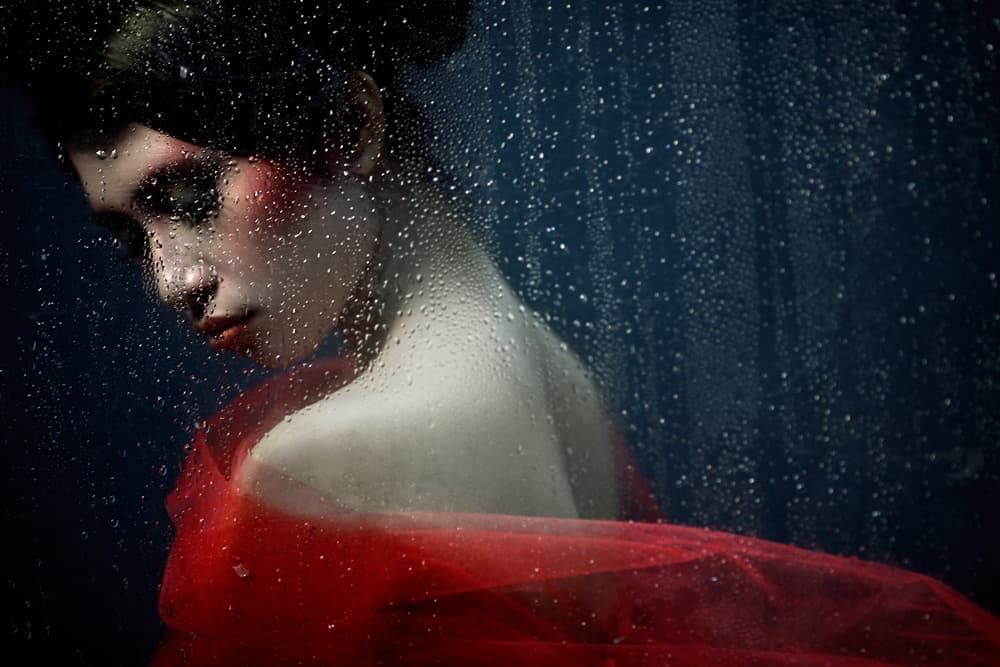 Moody Red Portrait by Hari Sulistiawan — canvas wall art