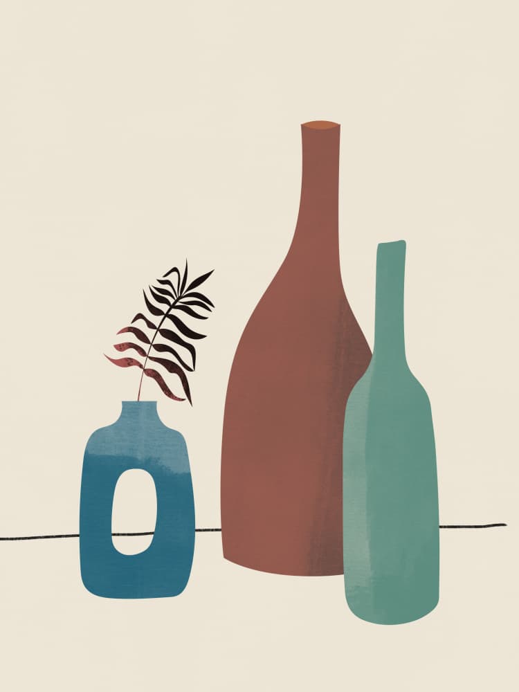 Earthy Abstract Bottles by Little Dean — canvas wall art