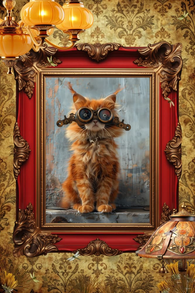 Curious Steampunk Cat by Sue Skellern — canvas wall art