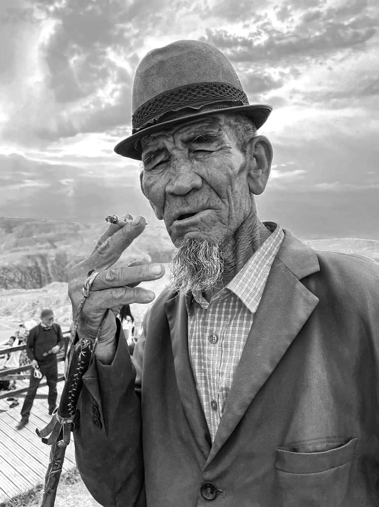 Contemplative Old Man by UU — canvas wall art