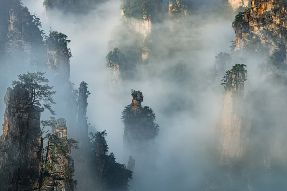 Misty Mountain Peaks by Simoon — canvas wall art