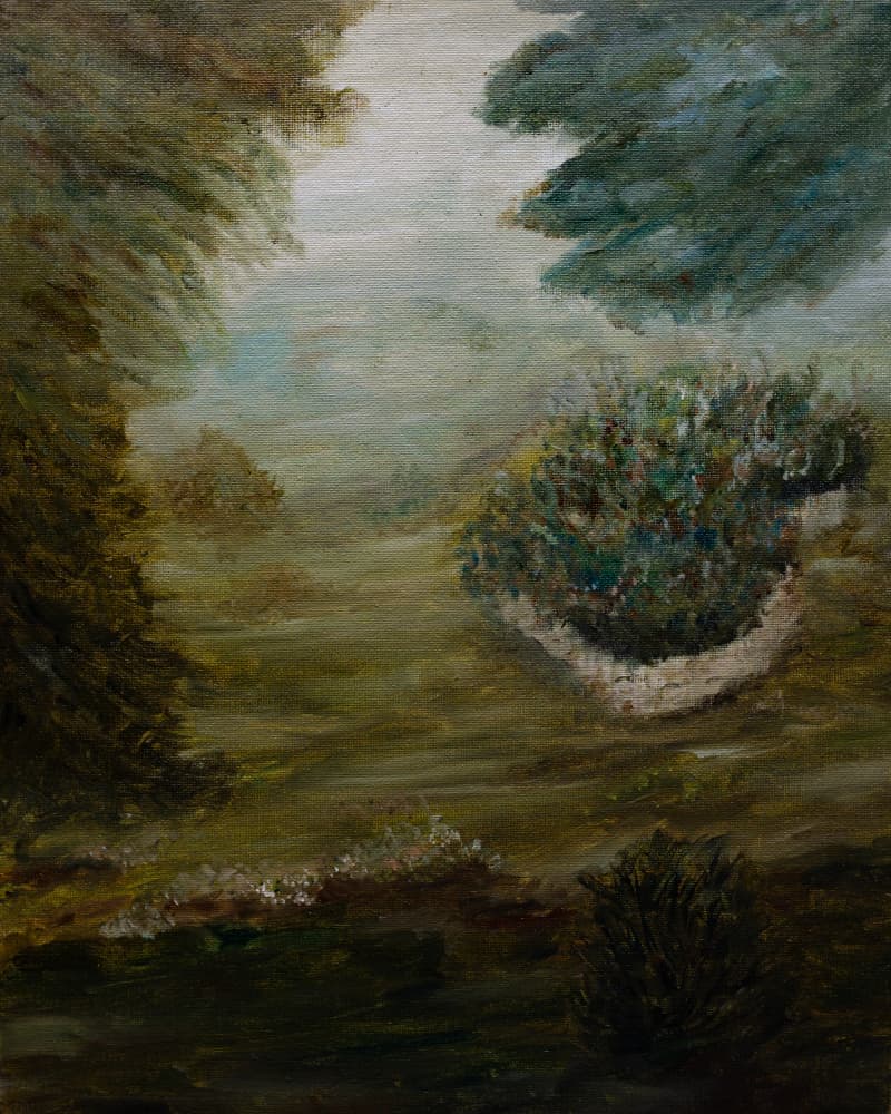 Misty Forest Path by Emily Tingey — canvas wall art
