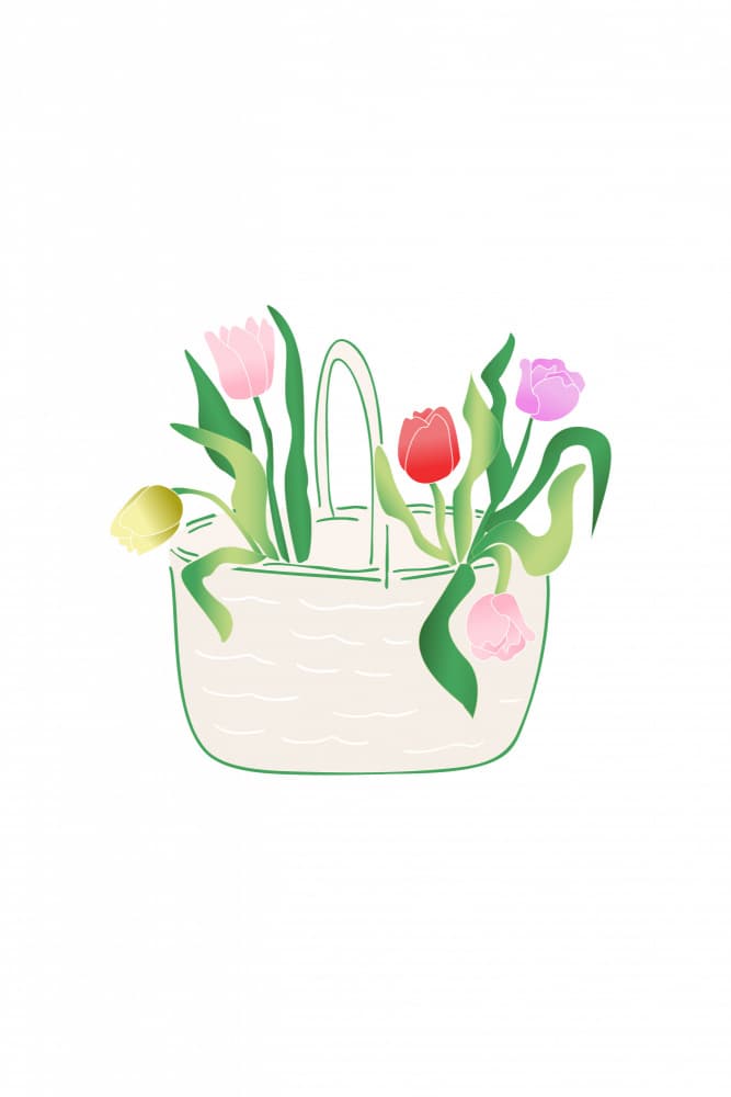 Spring Tulips Basket by Karen Menzenbach — canvas wall art