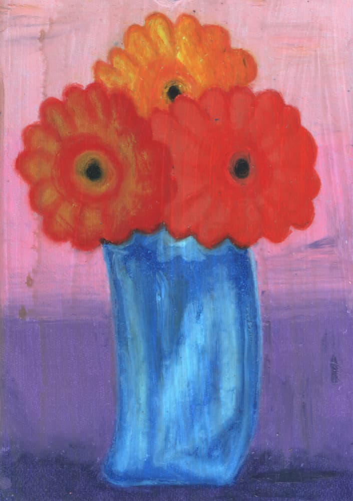 Colorful Flowers Blue Vase by Kulik — canvas wall art