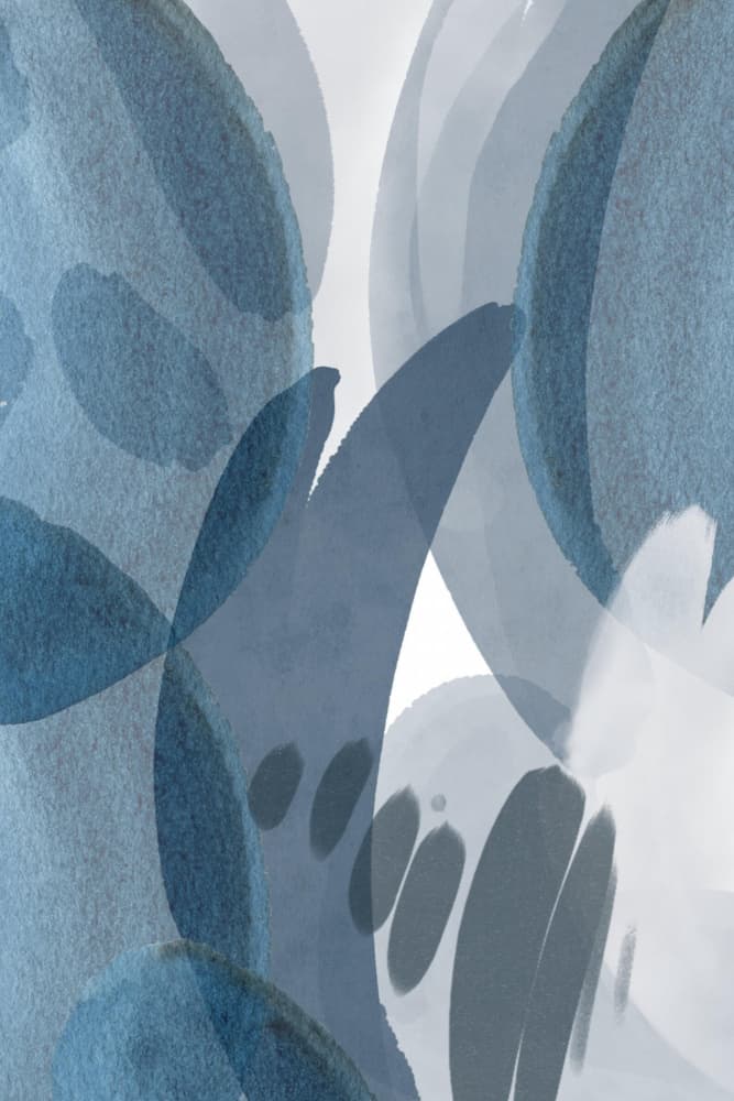 Fluid Indigo Shapes by Sally Ann Moss — canvas wall art