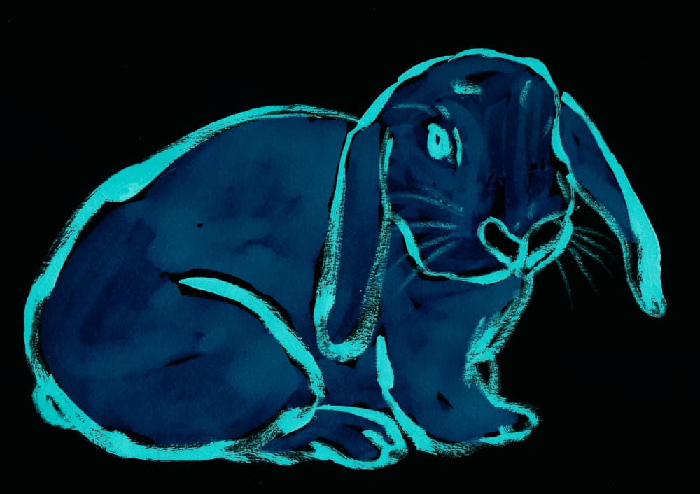 Glowing Blue Rabbit by Santhosh ch — canvas wall art