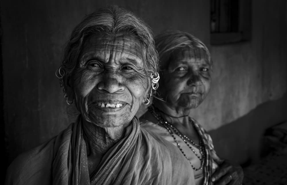 Joyful Elderly Indian Women by Elena Molina — canvas wall art
