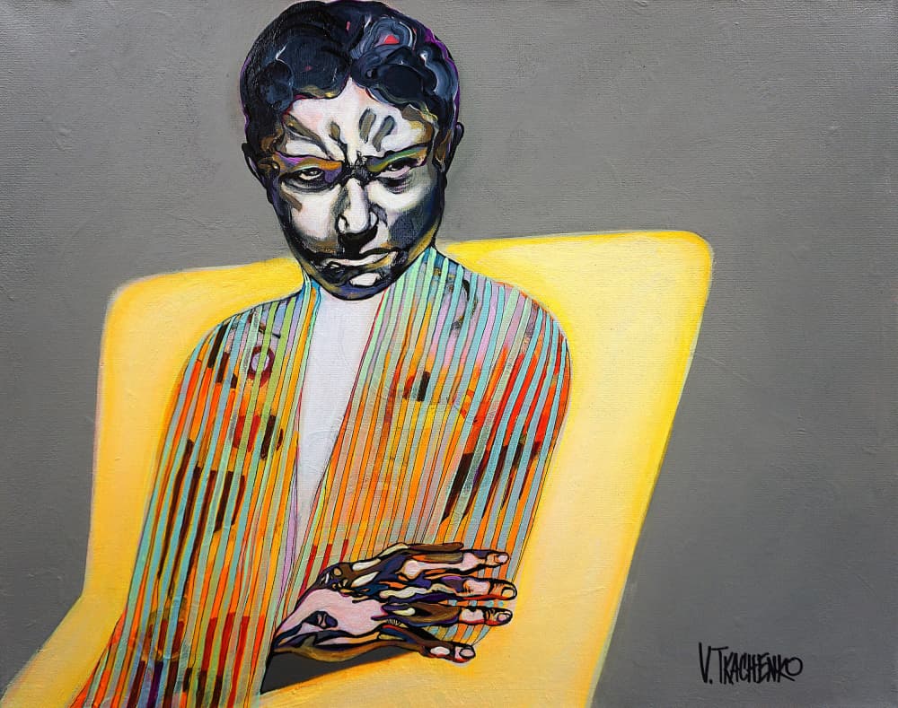 Expressive Striped Man by Victor Tkachenko — canvas wall art