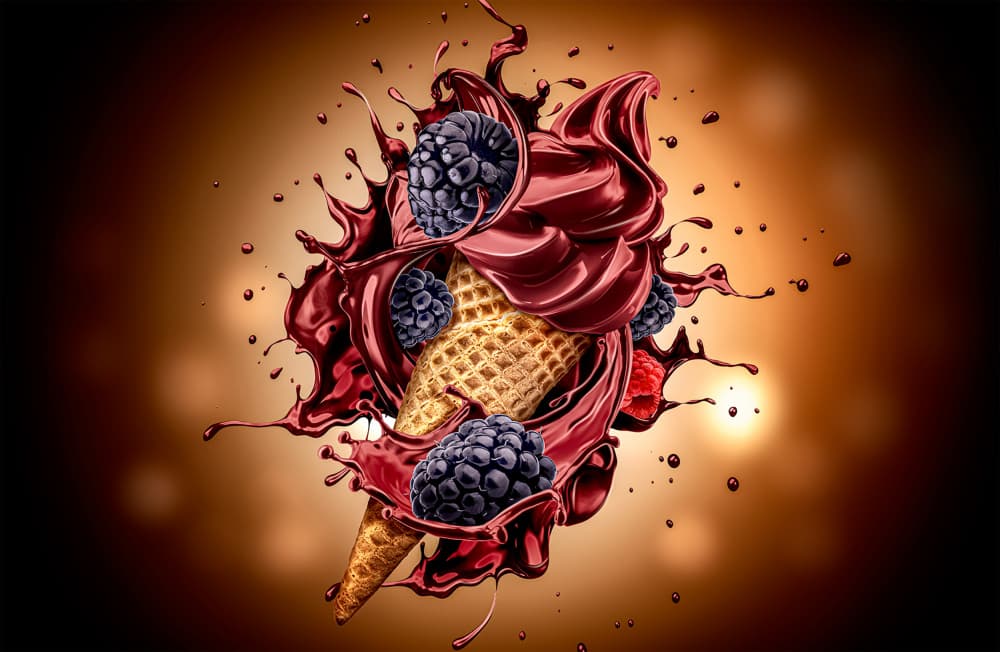 Chocolate Berry Ice Cream Splash by Jackson Carvalho — canvas wall art