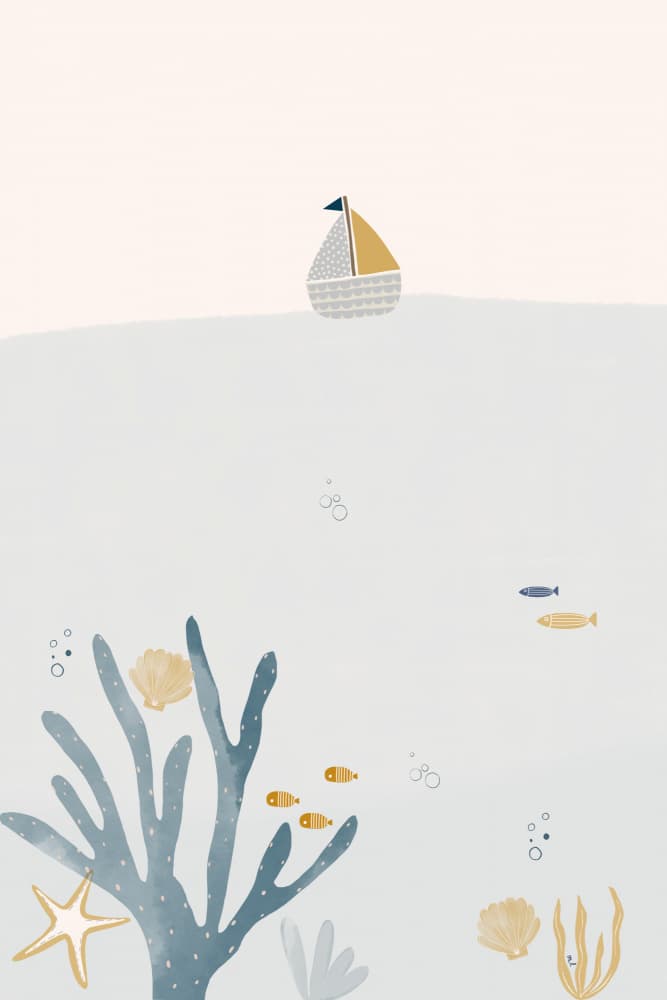 Little Sailboat Undersea by Menina Lisboa — canvas wall art