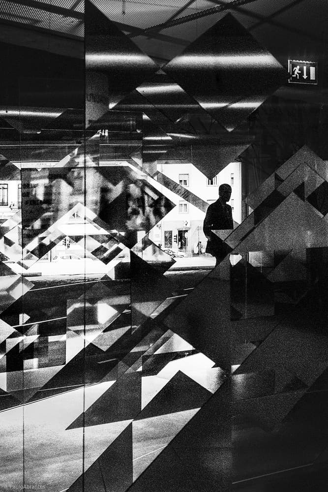 Lone Figure Urban Geometry by Paulo Abrantes — canvas wall art