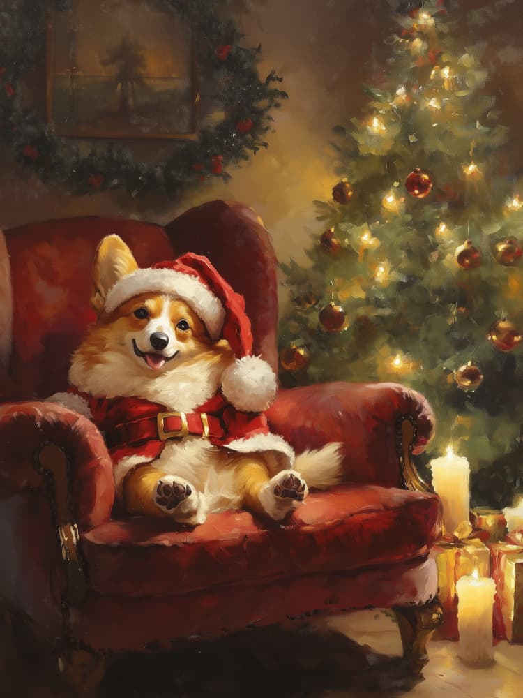 Christmas Corgi Cheer by Jolly and Dash — canvas wall art