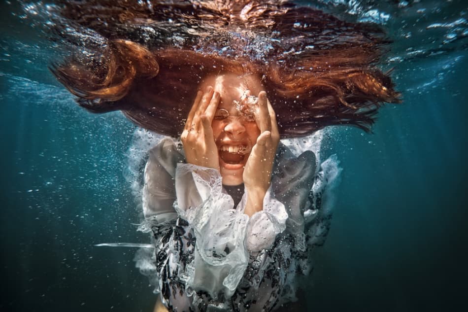 Screaming Underwater Woman by Dmitry Frizel — canvas wall art