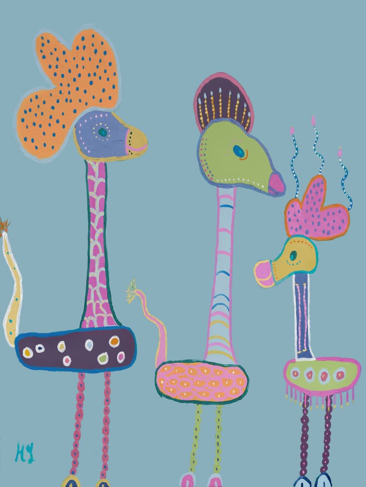 Colorful Whimsical Giraffes by Helen Joynson — canvas wall art