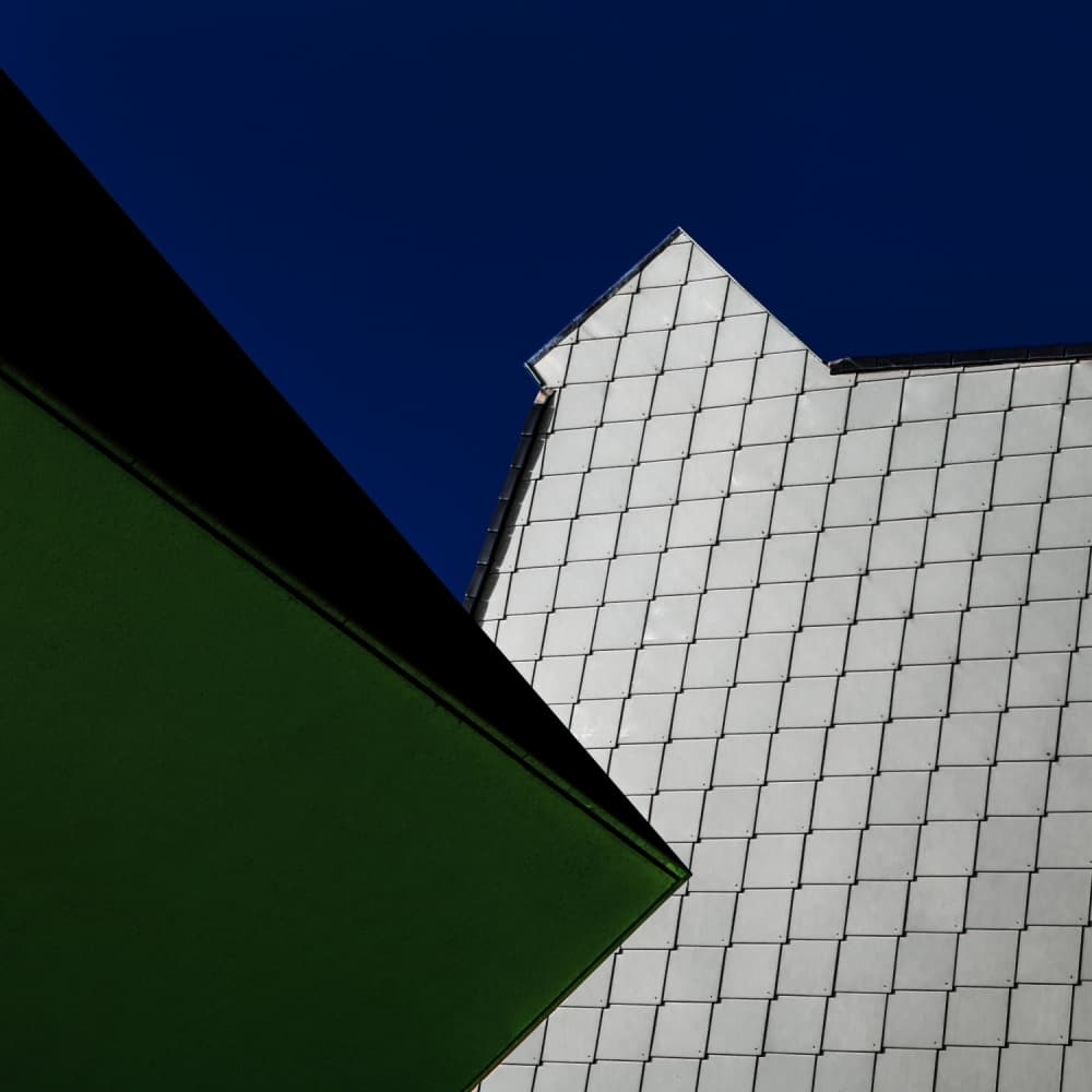 Blue Sky Green Building by Gilbert Claes — canvas wall art
