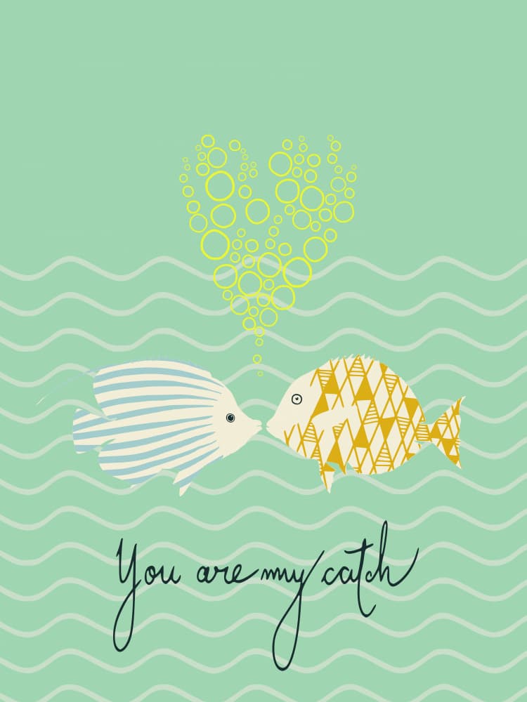 Romantic Fish Kiss by Annick — canvas wall art