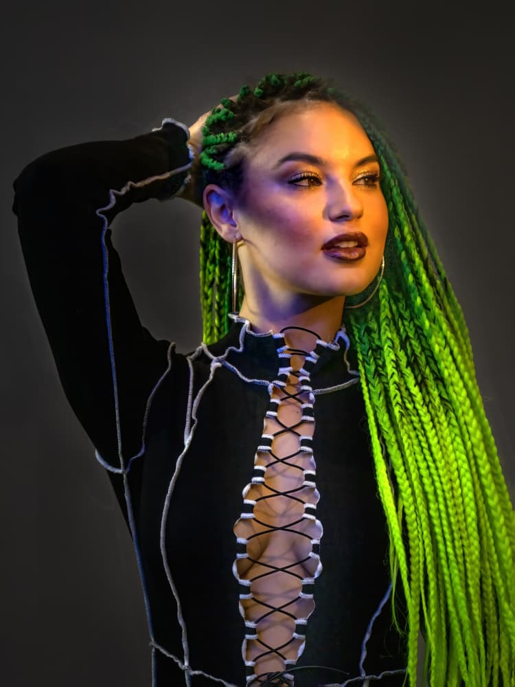 Confident Green Braids by Alex Lu — canvas wall art