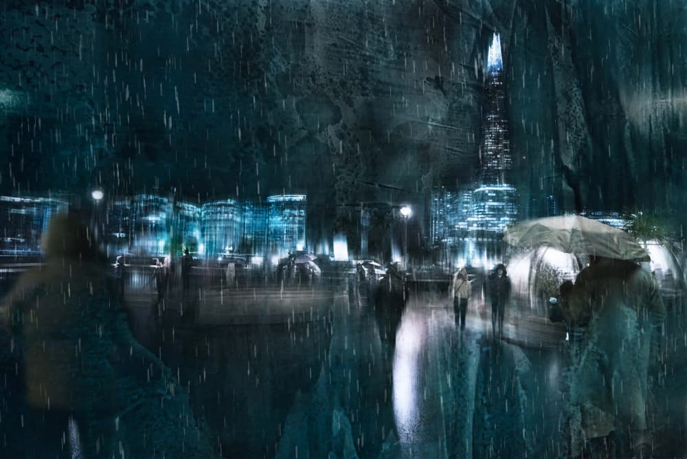 Rainy City Night by Nicodemo Quaglia — canvas wall art