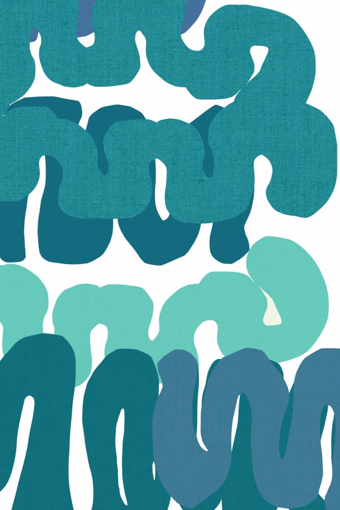Flowing Teal Shapes by casa cartissi — canvas wall art