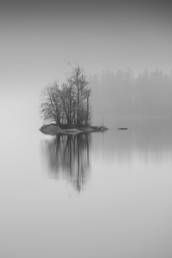 Misty Island Reflection by Benny Pettersson — canvas wall art