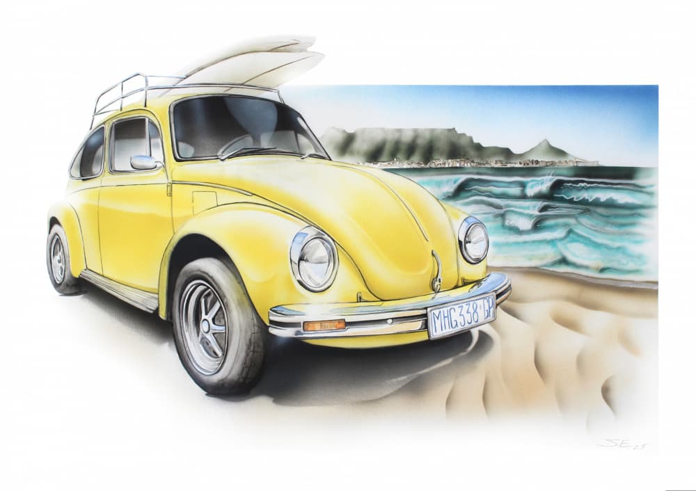 Yellow Beetle Surf Beach by Steve Erwin — canvas wall art