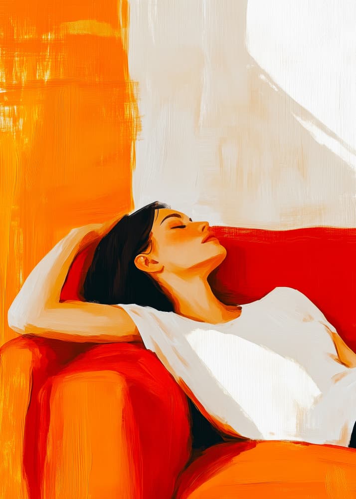 Woman Resting in Sunlight by Justyna Jaszke — canvas wall art