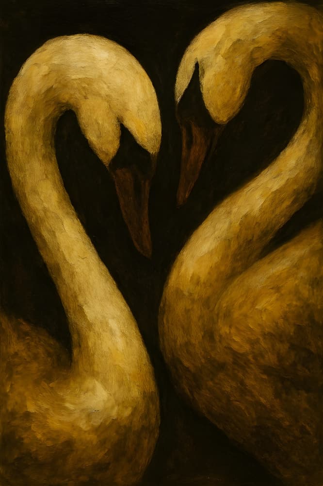 Elegant Swans Heart by HUGO — canvas wall art