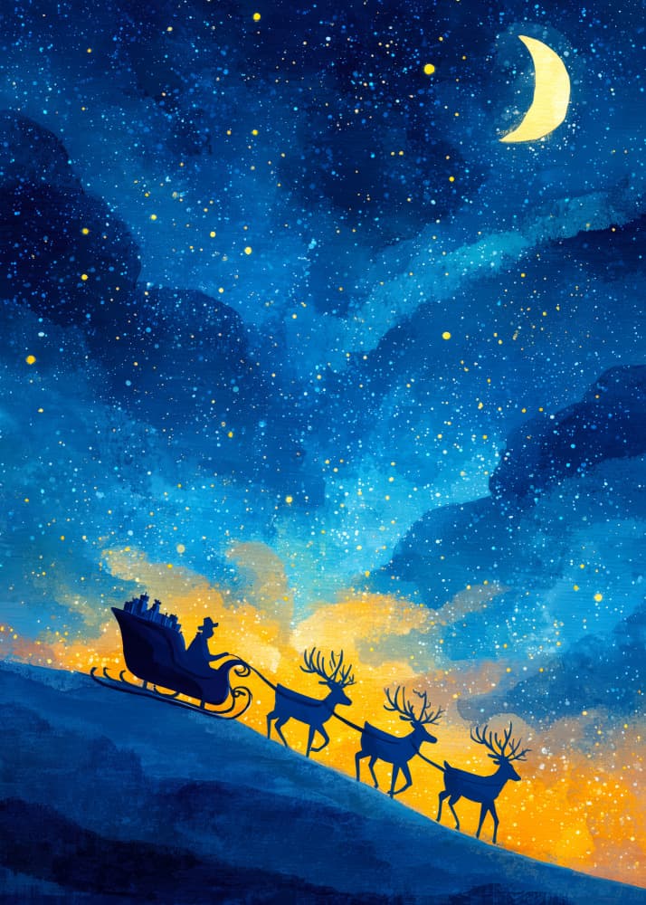 Santa's Starry Journey by Justyna Jaszke — canvas wall art