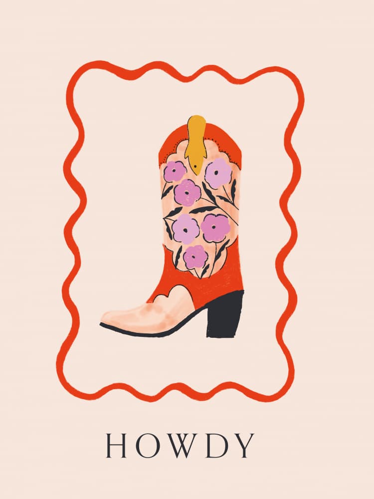 Howdy Floral Boot by Aislinn Simmonds — canvas wall art