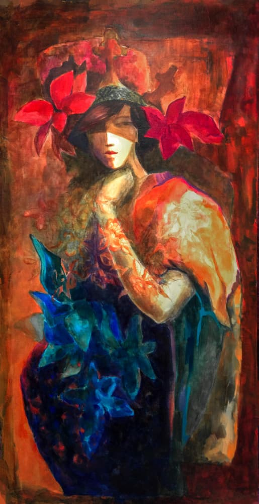 Mysterious Floral Portrait by Dora Krincy — canvas wall art
