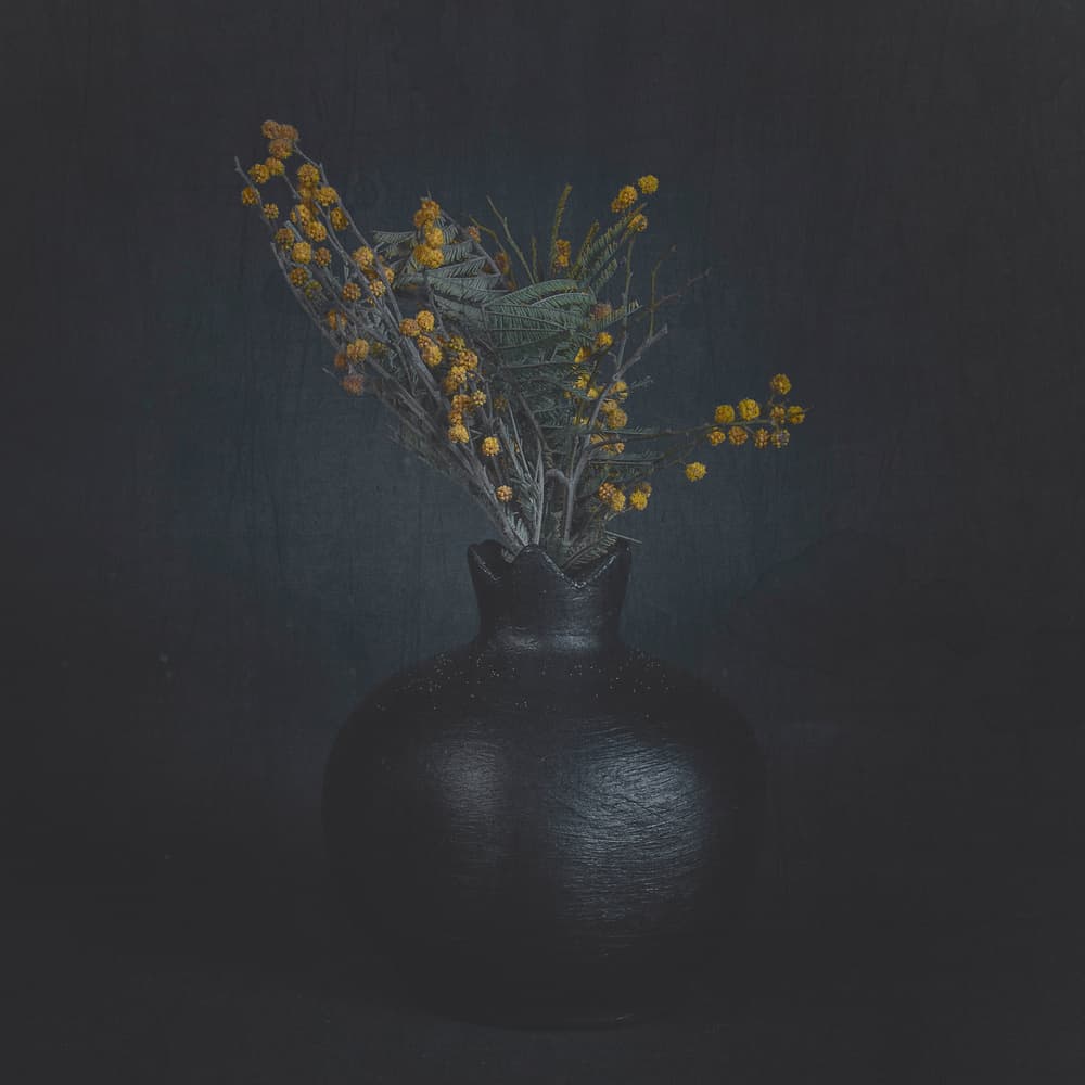 Dark Floral Still Life by Cicek Kiral — canvas wall art