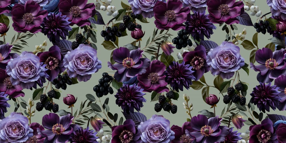 Elegant Berry Blooms by Sue Skellern — canvas wall art